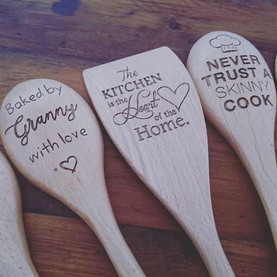 Wooden spoons laser engraved with a personal message or name